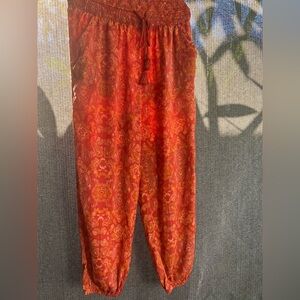 Aerie Vibrant Orange Paisley Joggers